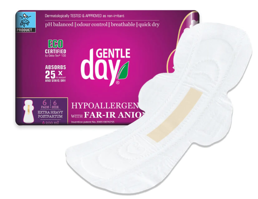 Gentle Day NOČNÍ VLOŽKY EXTRA / PORODNICKÉ antibakteriální s aniony